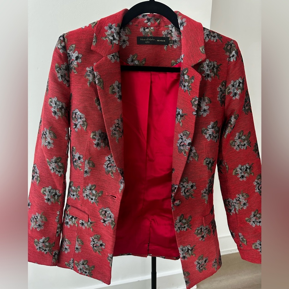 House of Harlow 1960 Red Floral Blazer